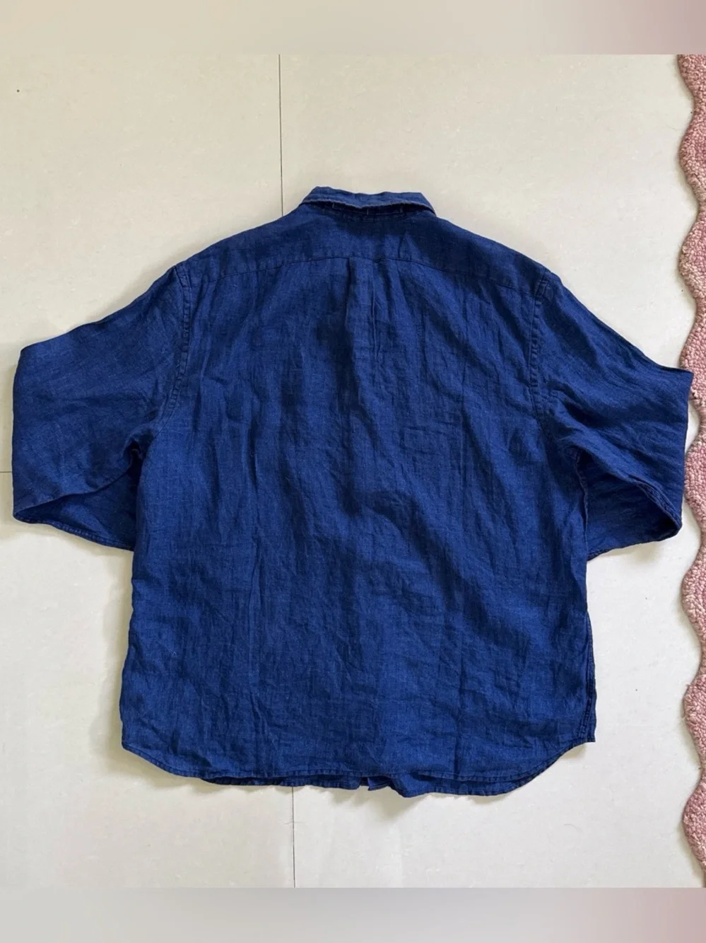 Banana Republic Men's Deep Blue 100%  Linen Button-Down Shirt